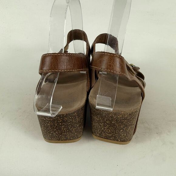 Dansko Savannah Strappy Sandals Women's 8.5 Brown Leather Ankle Strap Wedge - Picture 7 of 10